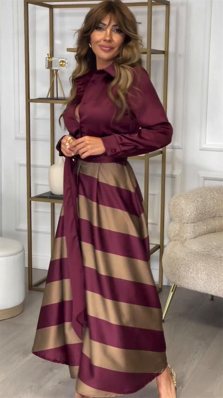 Liora™ Maxi Dress – Stripes of Timeless Elegance